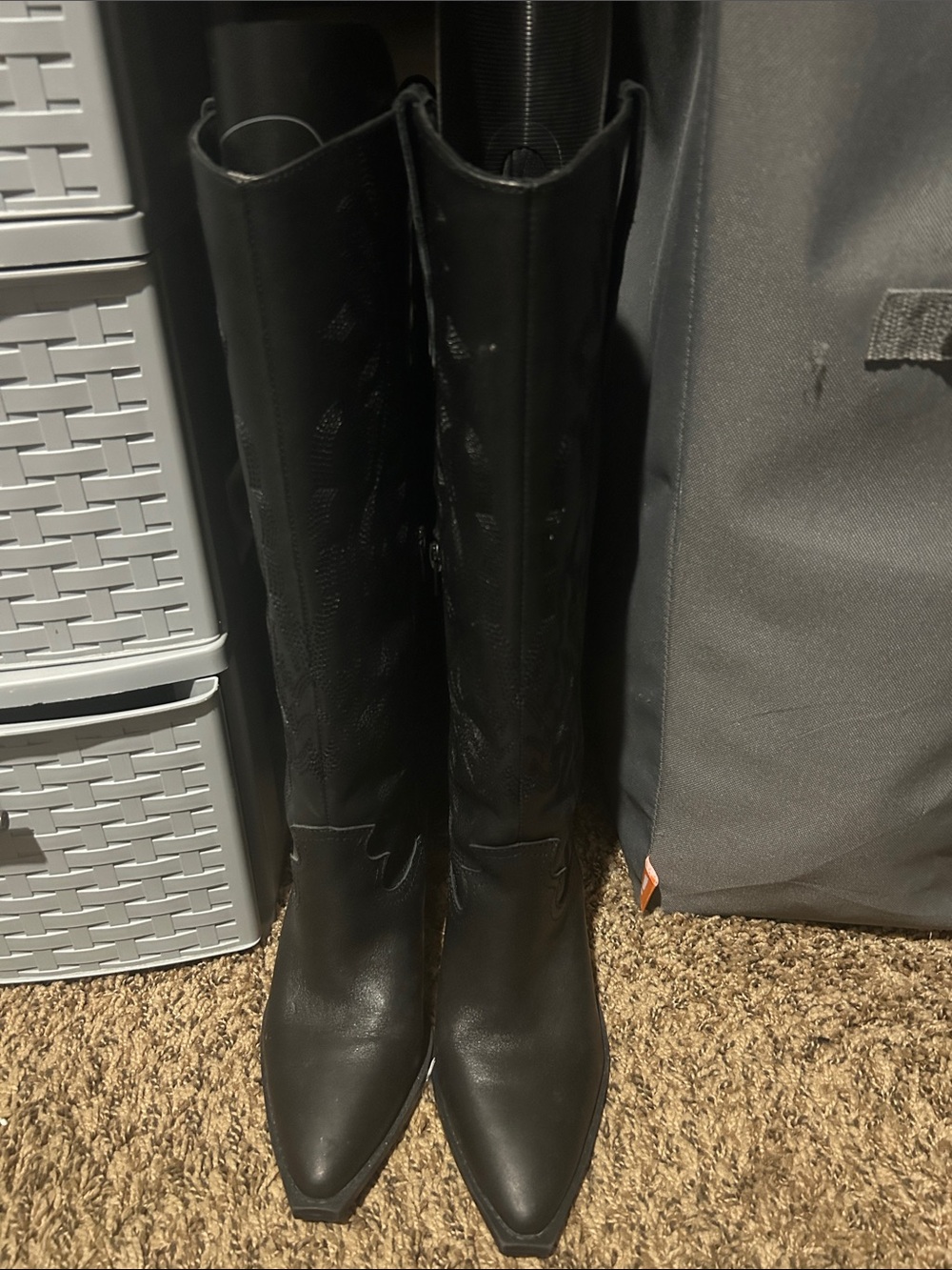 Crown Vintage Black Embroidered Western Knee Boot - Picture 7 of 7